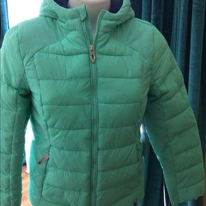 Spider light pistachio green light short puffer jacket